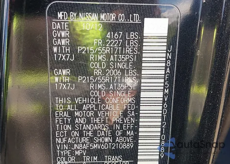 2013 Nissan Juke Sl from USA, damaged, VIN JN8AF5MV6DT210889